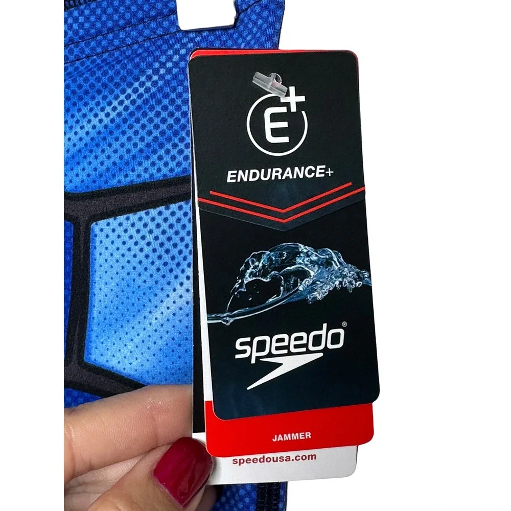 NEW Speedo Swim Jammers 32 Speedo Blue Endurance+ Training Trunks Shell Shock